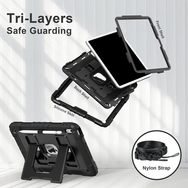 Puzdro na tablet Apple iPad 10. a 11. generácie so stojanom – proti pádu, vyrazená textúra