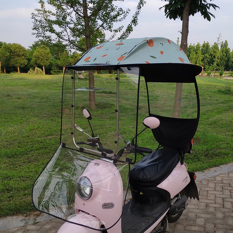 Elektriliste sõidukite vihmavari: sobib elektrilistele jalgratastele ja mootorratastele, 14 klaaskiust ribad, TPE kangas, manuaalne avamine, UPF 30+