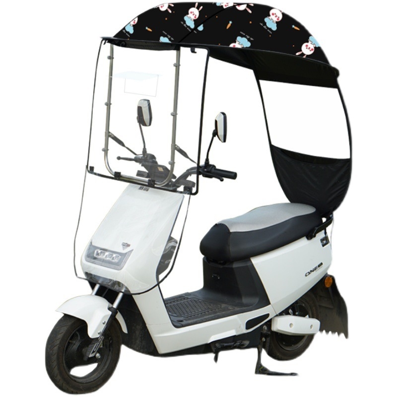 Elektriliste sõidukite vihmavari: sobib elektrilistele jalgratastele ja mootorratastele, 14 klaaskiust ribad, TPE kangas, manuaalne avamine, UPF 30+