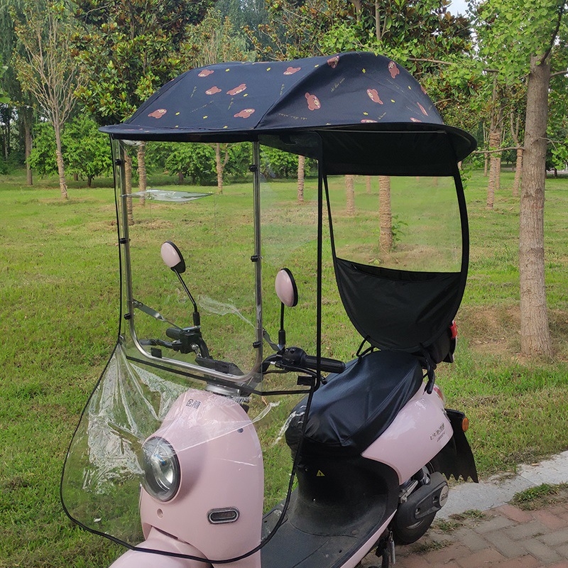 Elektriliste sõidukite vihmavari: sobib elektrilistele jalgratastele ja mootorratastele, 14 klaaskiust ribad, TPE kangas, manuaalne avamine, UPF 30+