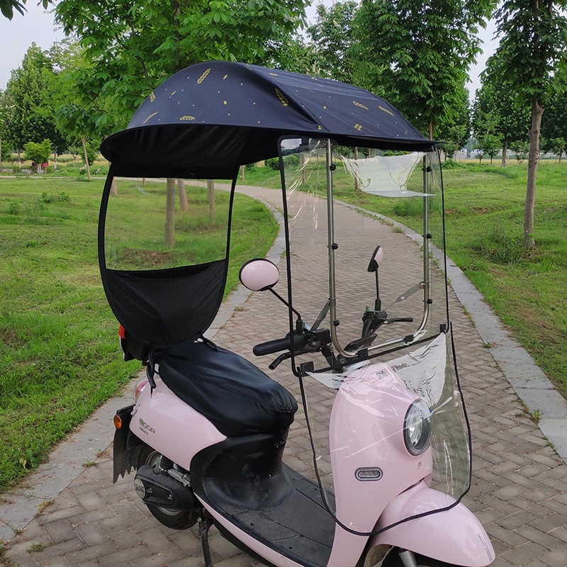 Elektriliste sõidukite vihmavari: sobib elektrilistele jalgratastele ja mootorratastele, 14 klaaskiust ribad, TPE kangas, manuaalne avamine, UPF 30+