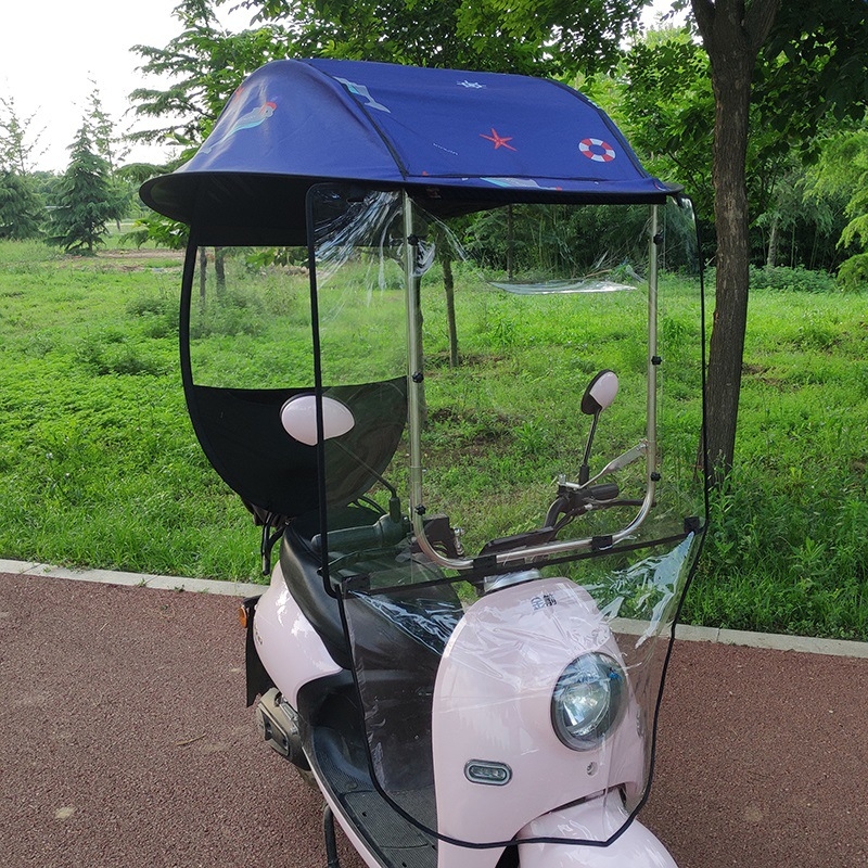 Elektriliste sõidukite vihmavari: sobib elektrilistele jalgratastele ja mootorratastele, 14 klaaskiust ribad, TPE kangas, manuaalne avamine, UPF 30+