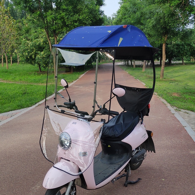 Elektriliste sõidukite vihmavari: sobib elektrilistele jalgratastele ja mootorratastele, 14 klaaskiust ribad, TPE kangas, manuaalne avamine, UPF 30+