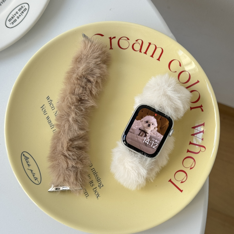 Apple Watch plüss karkötő kockás mintával – divatos stílus, testreszabható interfész méretek, egy körös csat (nincs rajta zár), kompatibilis az Apple Watch-szal