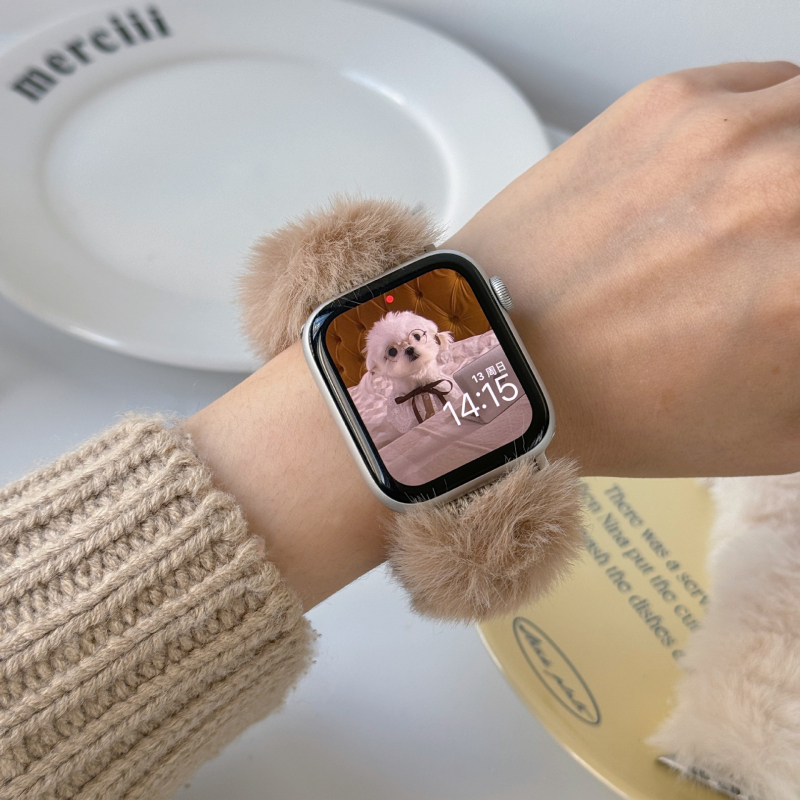 Apple Watch plüss karkötő kockás mintával – divatos stílus, testreszabható interfész méretek, egy körös csat (nincs rajta zár), kompatibilis az Apple Watch-szal