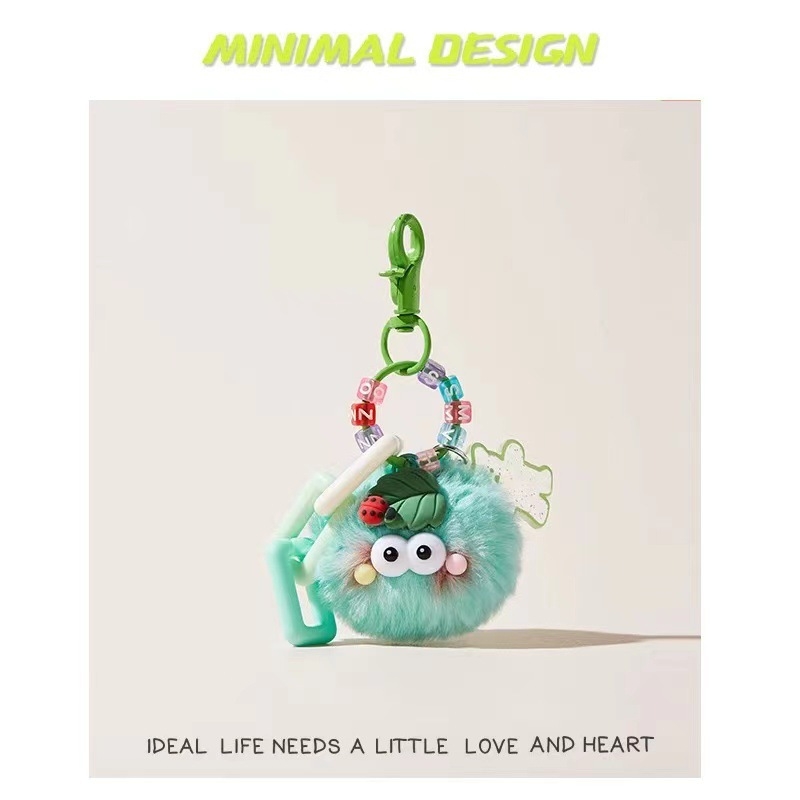 Kulcstartó plüss katica, gyapjú medál, modern művészeti stílus, táska dísze