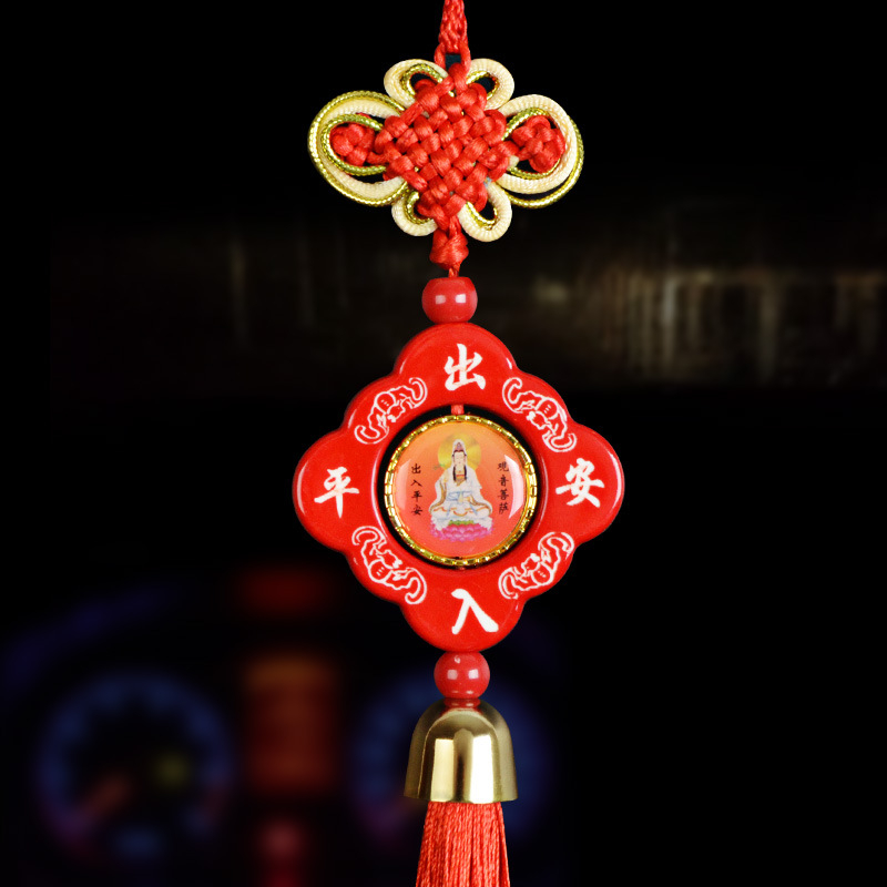 Автомобилна висулка с китайски възел, мотив Мао и Гуаньин, смола, традиционен китайски стил, интериорен декор