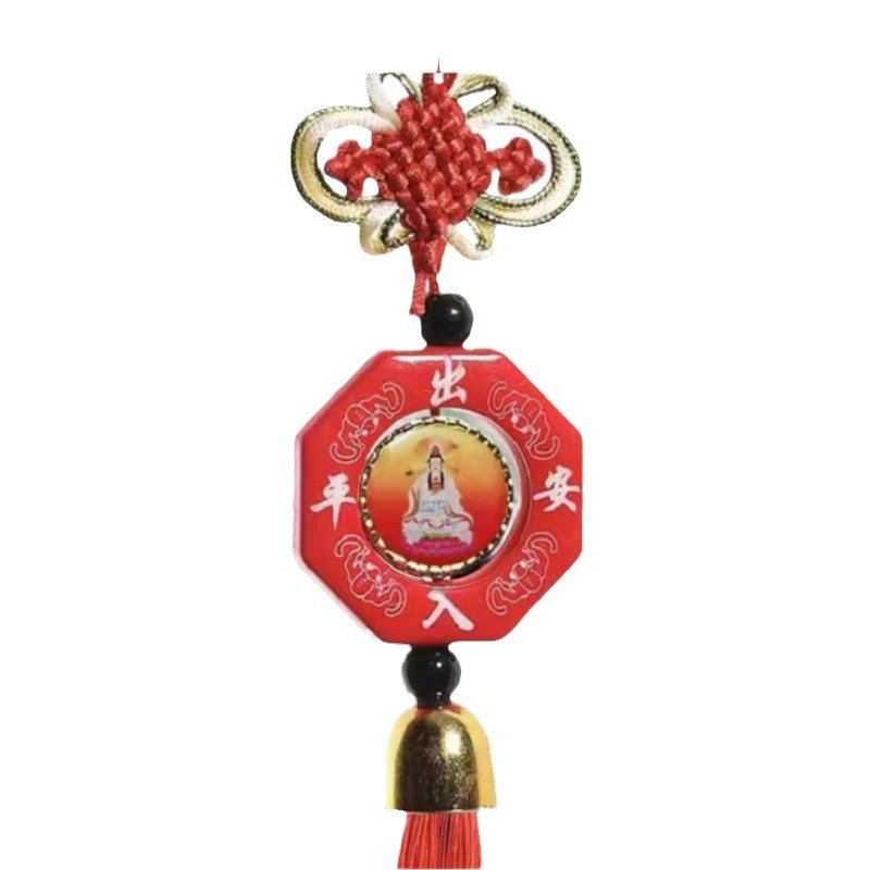 Автомобилна висулка с китайски възел, мотив Мао и Гуаньин, смола, традиционен китайски стил, интериорен декор