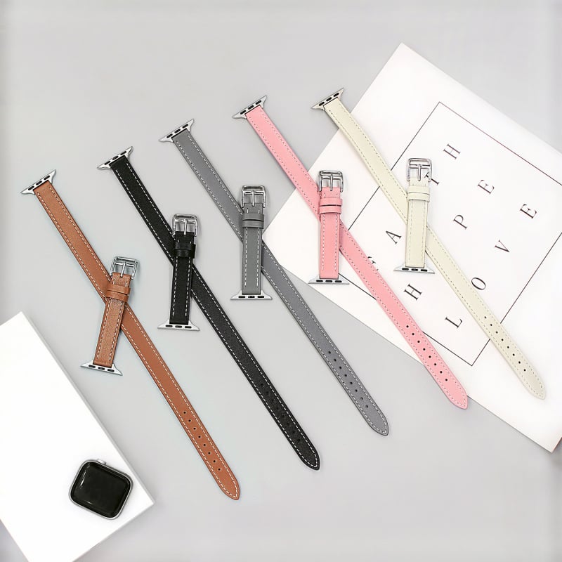 Remen za Apple Watch — Prava koža, minimalistički stil, dvostruka petlja, jednostavan uzorak, za iWatch11/SE/7/9