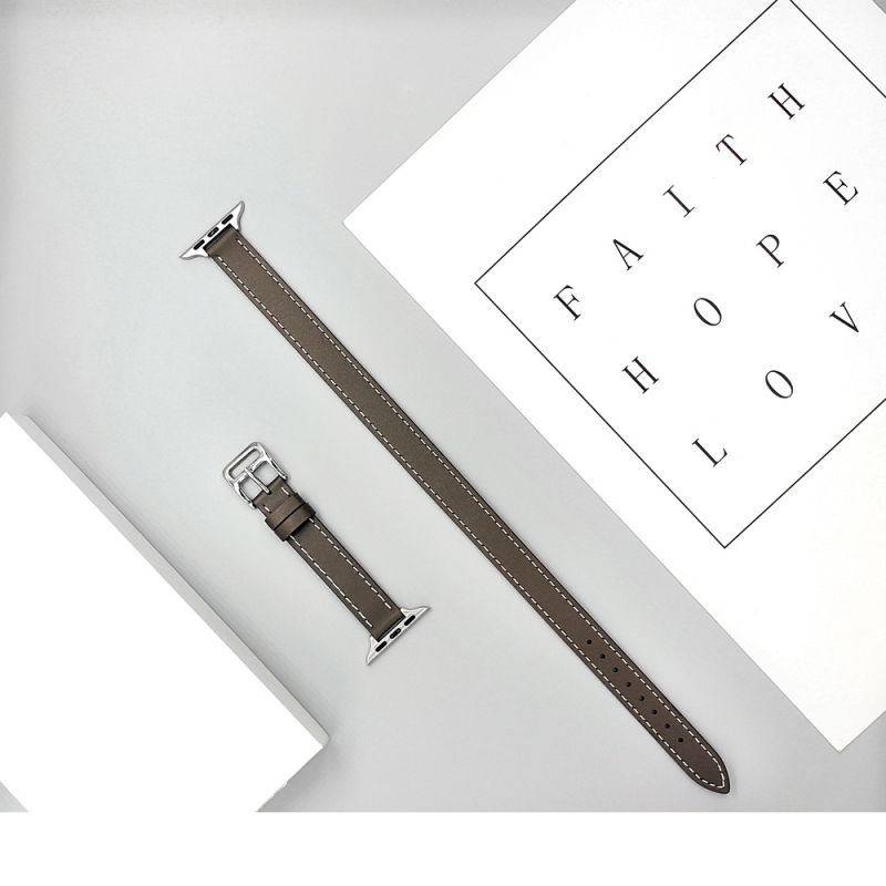 Remen za Apple Watch — Prava koža, minimalistički stil, dvostruka petlja, jednostavan uzorak, za iWatch11/SE/7/9