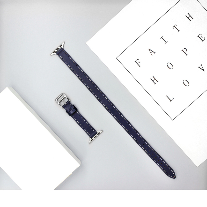 Remen za Apple Watch — Prava koža, minimalistički stil, dvostruka petlja, jednostavan uzorak, za iWatch11/SE/7/9