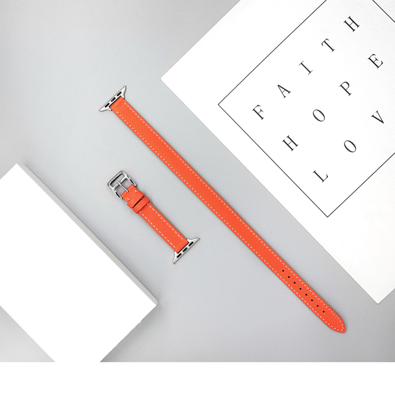 Remen za Apple Watch — Prava koža, minimalistički stil, dvostruka petlja, jednostavan uzorak, za iWatch11/SE/7/9