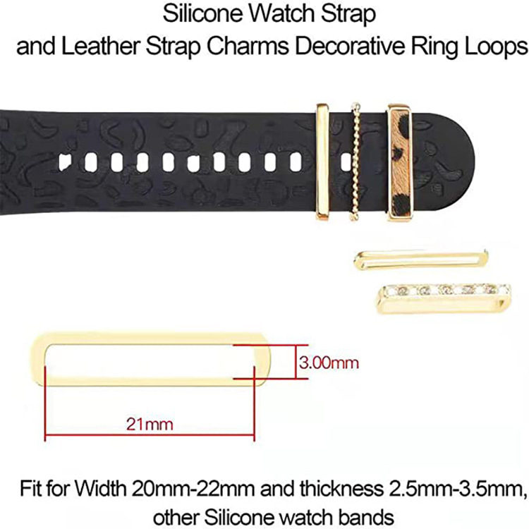 Metalni dekorativni prsten s leopard uzorkom za silikonsku narukvicu Apple Watch — universalna kompatibilnost, moderan stil, zatvarač s jednim krugom