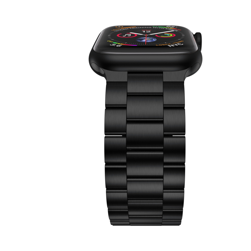 Brățară pentru Apple Watch din oțel inoxidabil cu design integrat cu trei mărgele, lățime 22/24 mm, închizător cu apăsare, 103 g