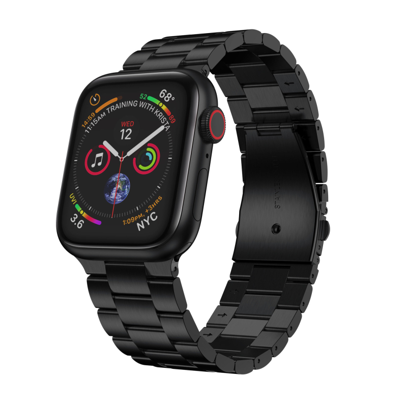 Brățară pentru Apple Watch din oțel inoxidabil cu design integrat cu trei mărgele, lățime 22/24 mm, închizător cu apăsare, 103 g