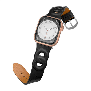 Remienok z pravej kože pre Apple Watch, dvojitý kruhový dizajn, kompatibilný so Series 1–8, móda