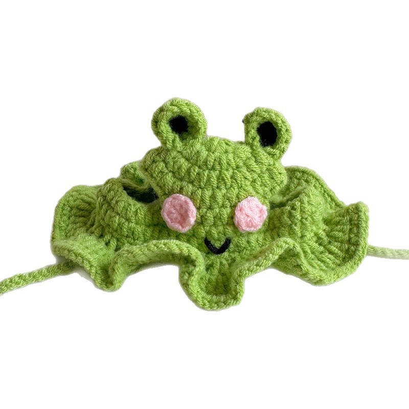 Háziállatok számára készült karikatúra mintás kötött sapka, gyapjúból, horgolt kivitelben, macskák és kutyák számára, négy évszakos használatra