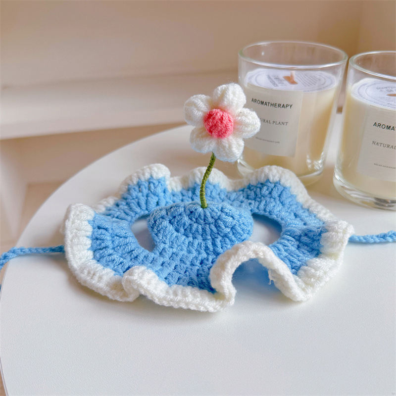 Háziállatok számára készült karikatúra mintás kötött sapka, gyapjúból, horgolt kivitelben, macskák és kutyák számára, négy évszakos használatra