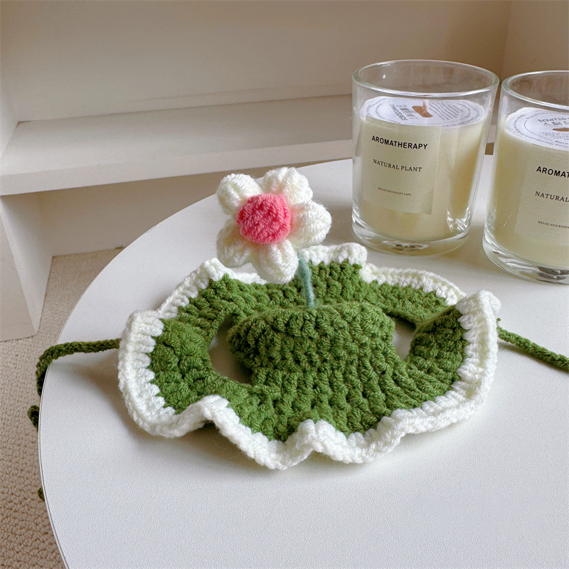 Háziállatok számára készült karikatúra mintás kötött sapka, gyapjúból, horgolt kivitelben, macskák és kutyák számára, négy évszakos használatra