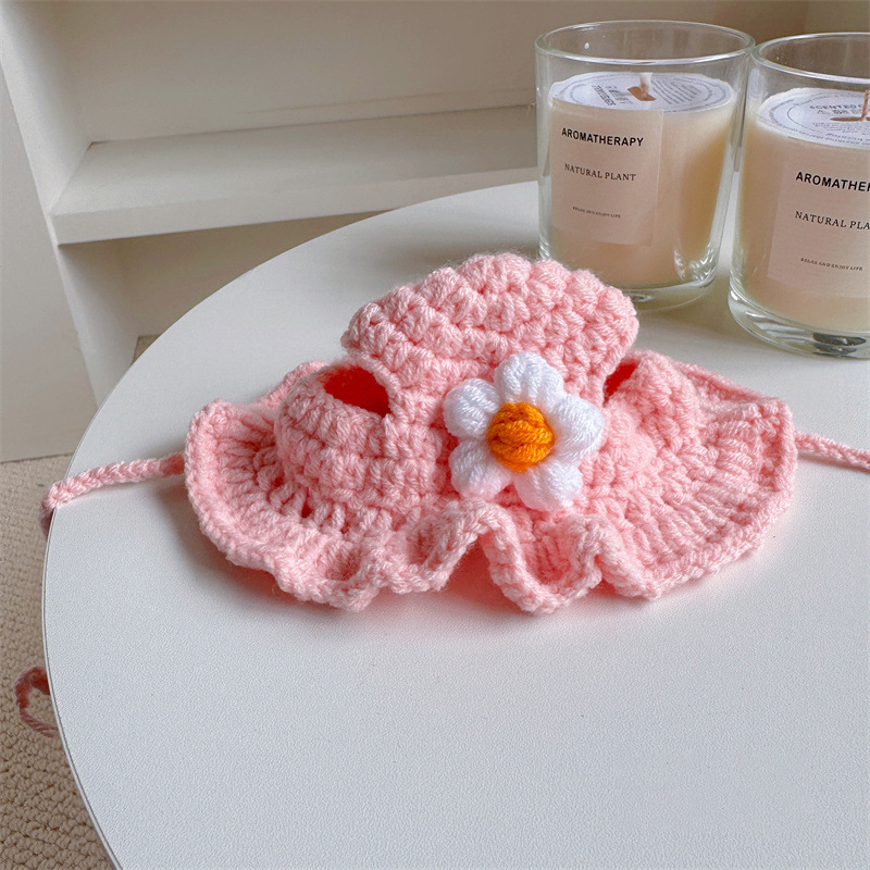 Háziállatok számára készült karikatúra mintás kötött sapka, gyapjúból, horgolt kivitelben, macskák és kutyák számára, négy évszakos használatra