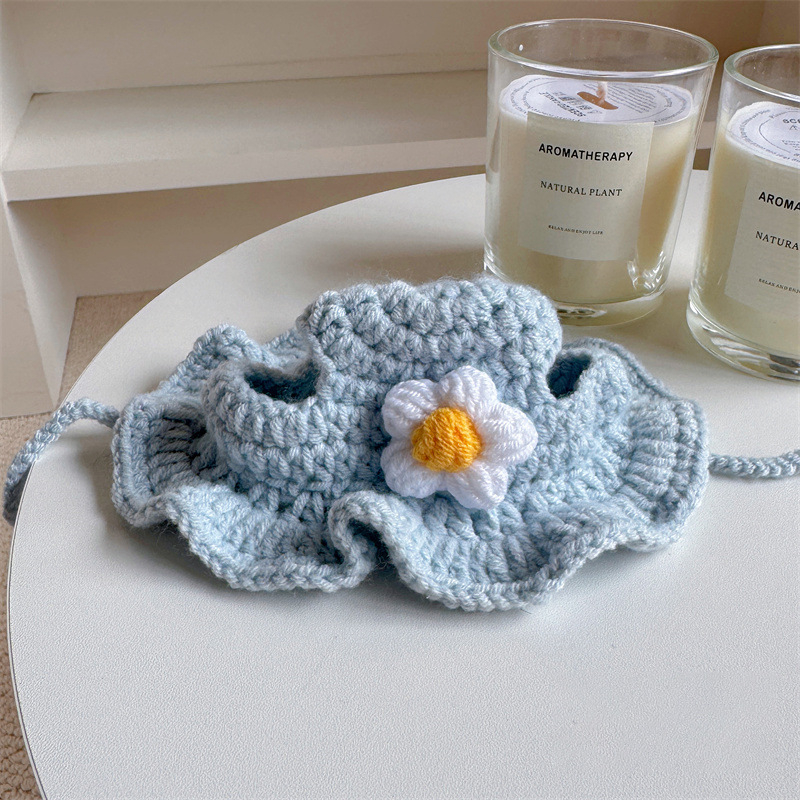 Háziállatok számára készült karikatúra mintás kötött sapka, gyapjúból, horgolt kivitelben, macskák és kutyák számára, négy évszakos használatra