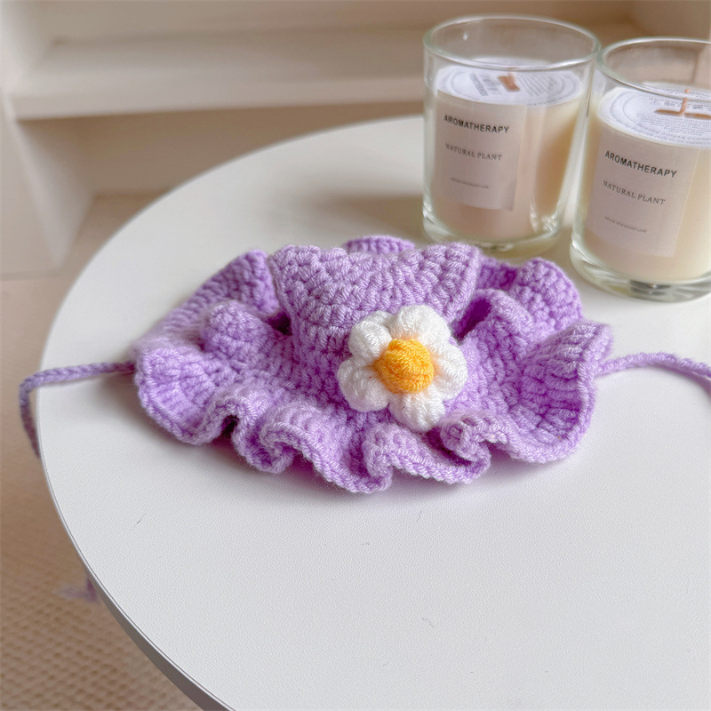 Háziállatok számára készült karikatúra mintás kötött sapka, gyapjúból, horgolt kivitelben, macskák és kutyák számára, négy évszakos használatra