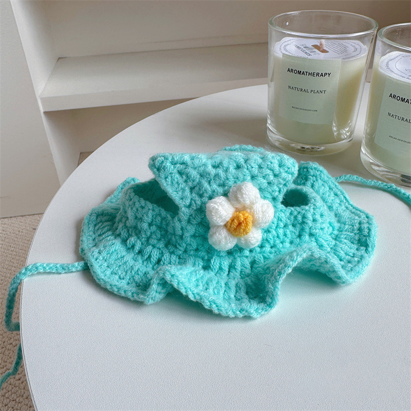 Háziállatok számára készült karikatúra mintás kötött sapka, gyapjúból, horgolt kivitelben, macskák és kutyák számára, négy évszakos használatra