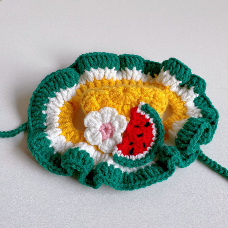 Háziállatok számára készült karikatúra mintás kötött sapka, gyapjúból, horgolt kivitelben, macskák és kutyák számára, négy évszakos használatra