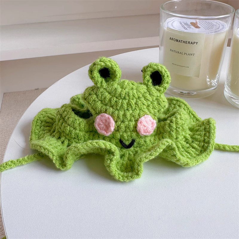 Háziállatok számára készült karikatúra mintás kötött sapka, gyapjúból, horgolt kivitelben, macskák és kutyák számára, négy évszakos használatra