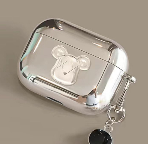 Кейс за AirPods Pro – мечешка тема, рисуван дизайн, TPU корпус с електроплатина, персонализиран карикатурен стил