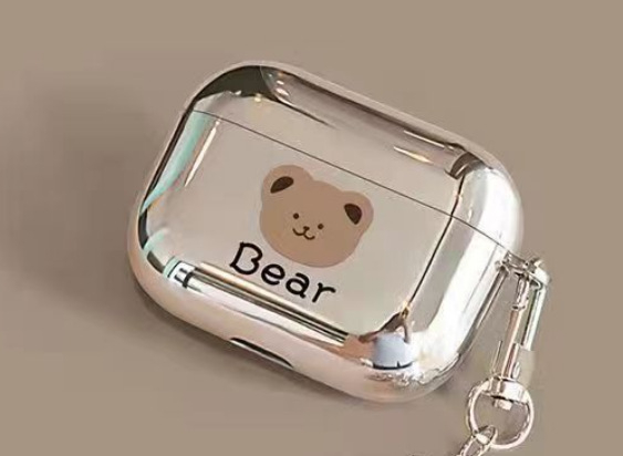 Кейс за AirPods Pro – мечешка тема, рисуван дизайн, TPU корпус с електроплатина, персонализиран карикатурен стил