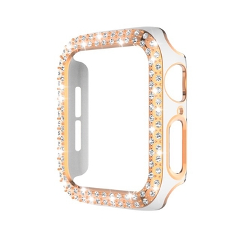 Carcasă pentru Apple Watch S98, PC, cu accente diamant în dublă serie și decupaje gravate cu laser