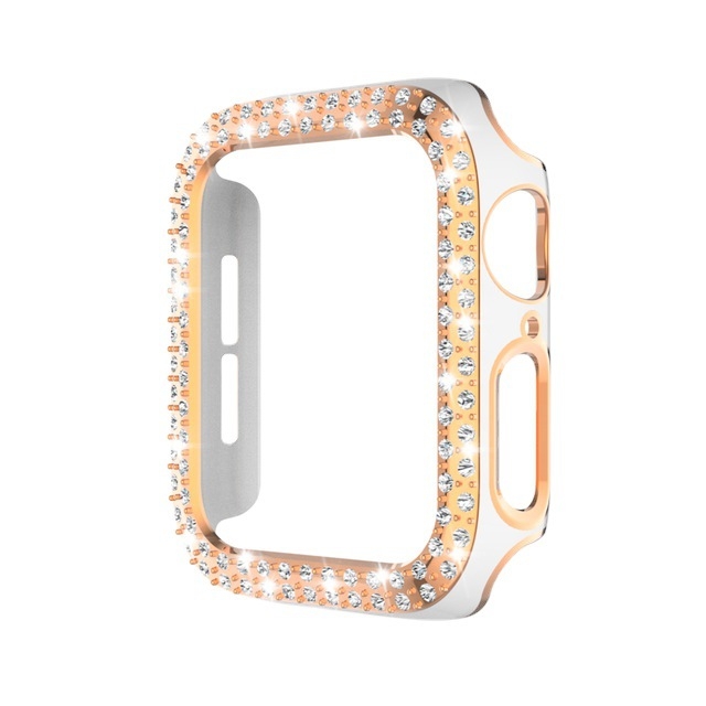 Carcasă pentru Apple Watch S98, PC, cu accente diamant în dublă serie și decupaje gravate cu laser