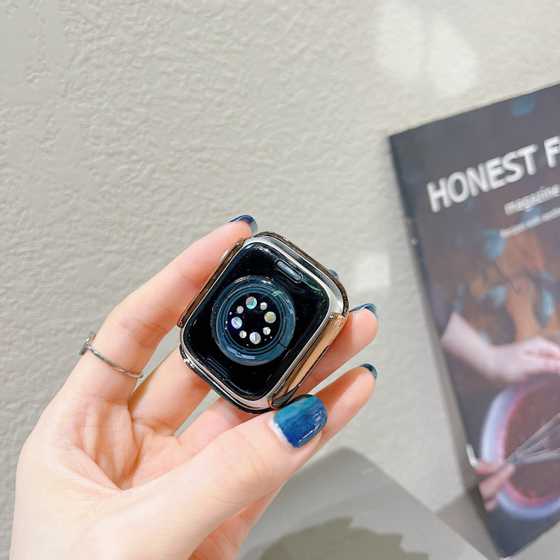 Apple Watch tok egy sor gyémánttal, elektroplatiált felület, beépített edzett fólia védelem, PC anyag, kompatibilis az iWatch567SE8-cal