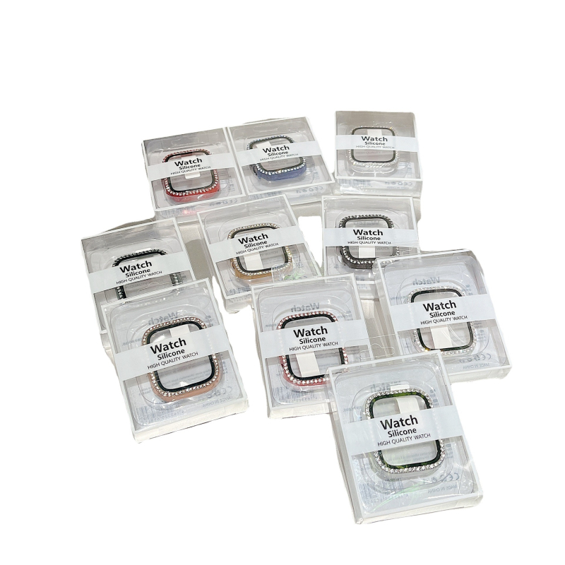 Apple Watch tok egy sor gyémánttal, elektroplatiált felület, beépített edzett fólia védelem, PC anyag, kompatibilis az iWatch567SE8-cal