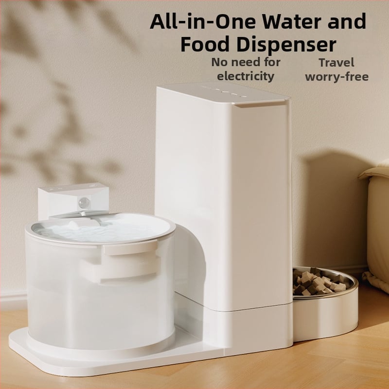 Диспенсер и подхранвател за котки — всичко в едно, вода с постоянна температура, безжично подаване на вода, разглобяем, модел 2023