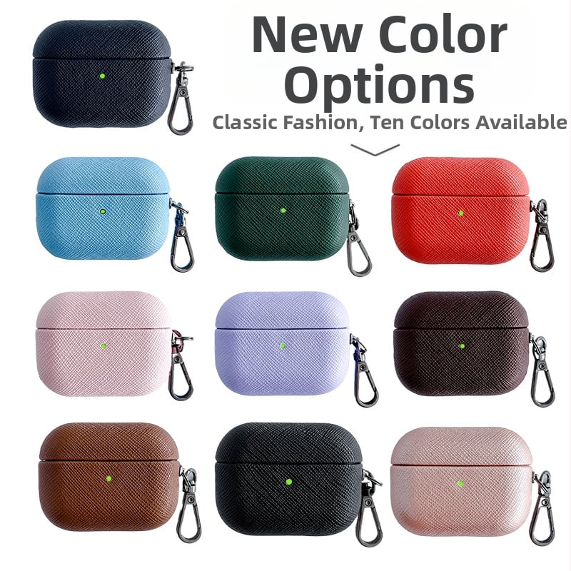 Aizsargkorpuss AirPods Pro 2 – PU āda, reljēvs raksts, pārnēsājams un universāls, saderīgs ar Apple