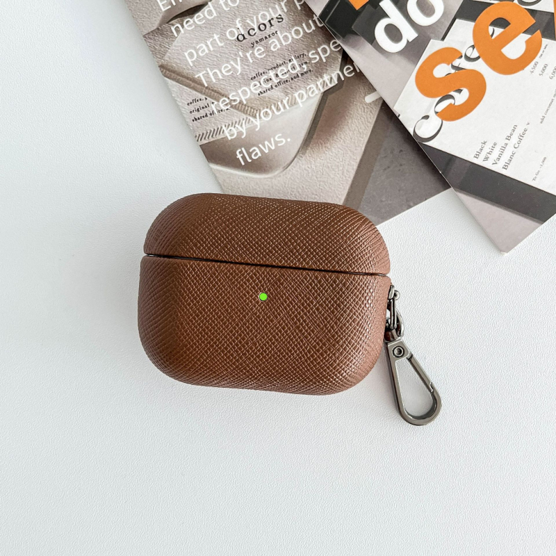 Aizsargkorpuss AirPods Pro 2 – PU āda, reljēvs raksts, pārnēsājams un universāls, saderīgs ar Apple