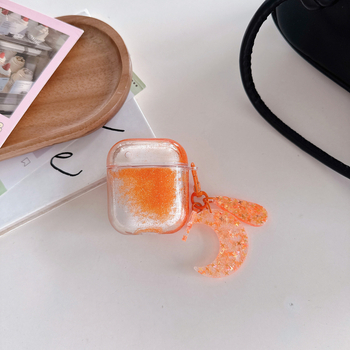 AirPods korpuss ar šķidro smilšu dizainu un rokām darinātiem piekariņiem, PC materiāls, caurspīdīgs ciets korpuss, pielāgojams