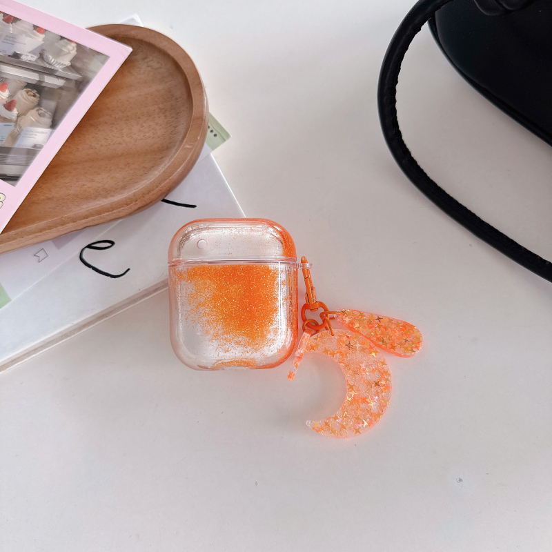 AirPods korpuss ar šķidro smilšu dizainu un rokām darinātiem piekariņiem, PC materiāls, caurspīdīgs ciets korpuss, pielāgojams