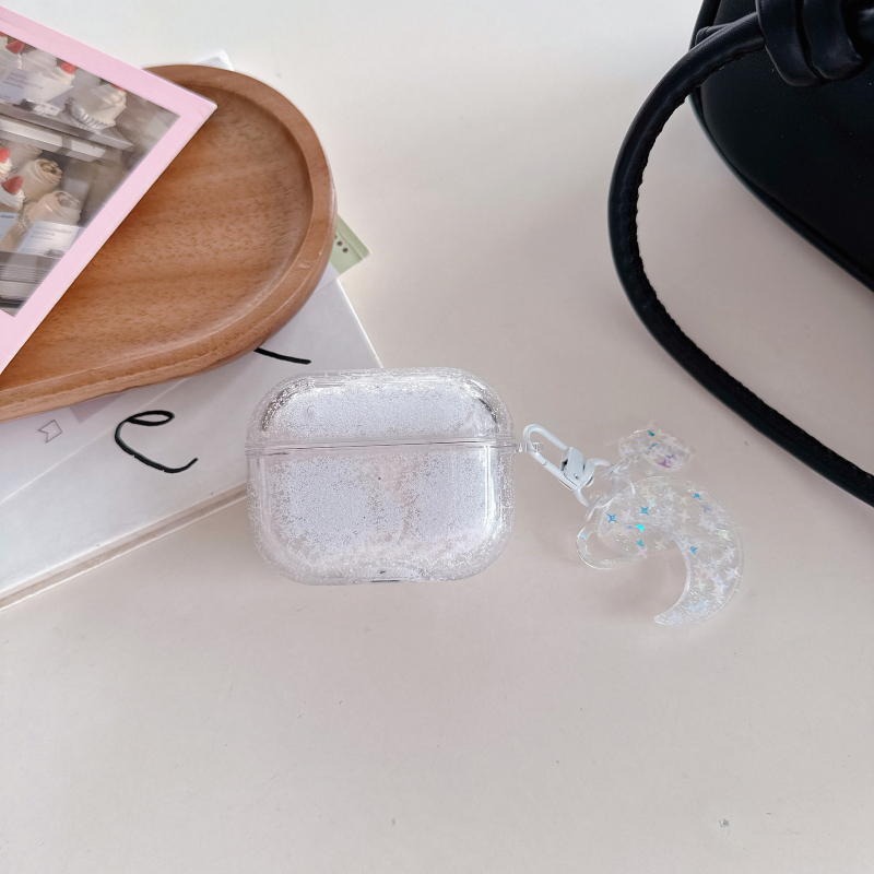 AirPods korpuss ar šķidro smilšu dizainu un rokām darinātiem piekariņiem, PC materiāls, caurspīdīgs ciets korpuss, pielāgojams