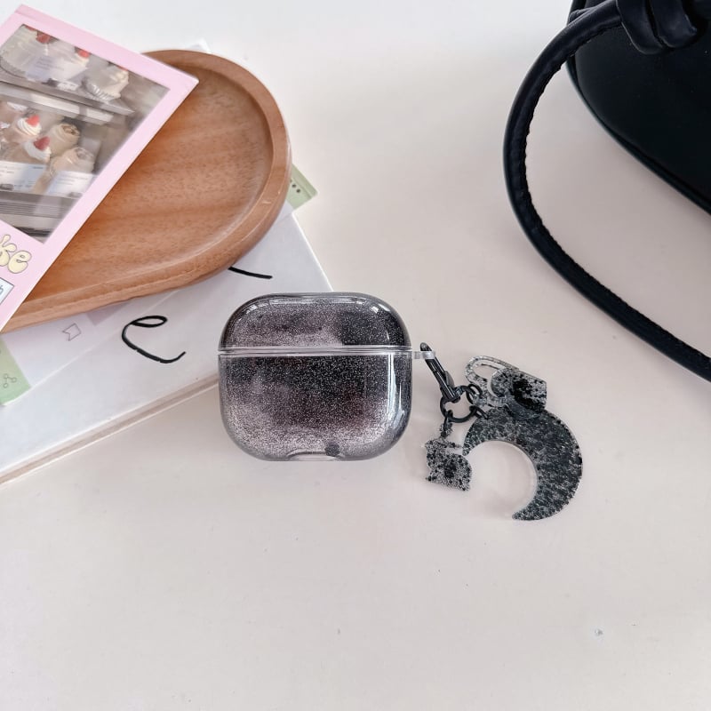 AirPods korpuss ar šķidro smilšu dizainu un rokām darinātiem piekariņiem, PC materiāls, caurspīdīgs ciets korpuss, pielāgojams