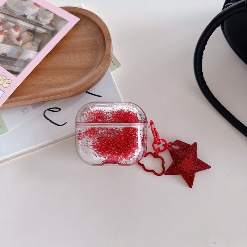 AirPods korpuss ar šķidro smilšu dizainu un rokām darinātiem piekariņiem, PC materiāls, caurspīdīgs ciets korpuss, pielāgojams