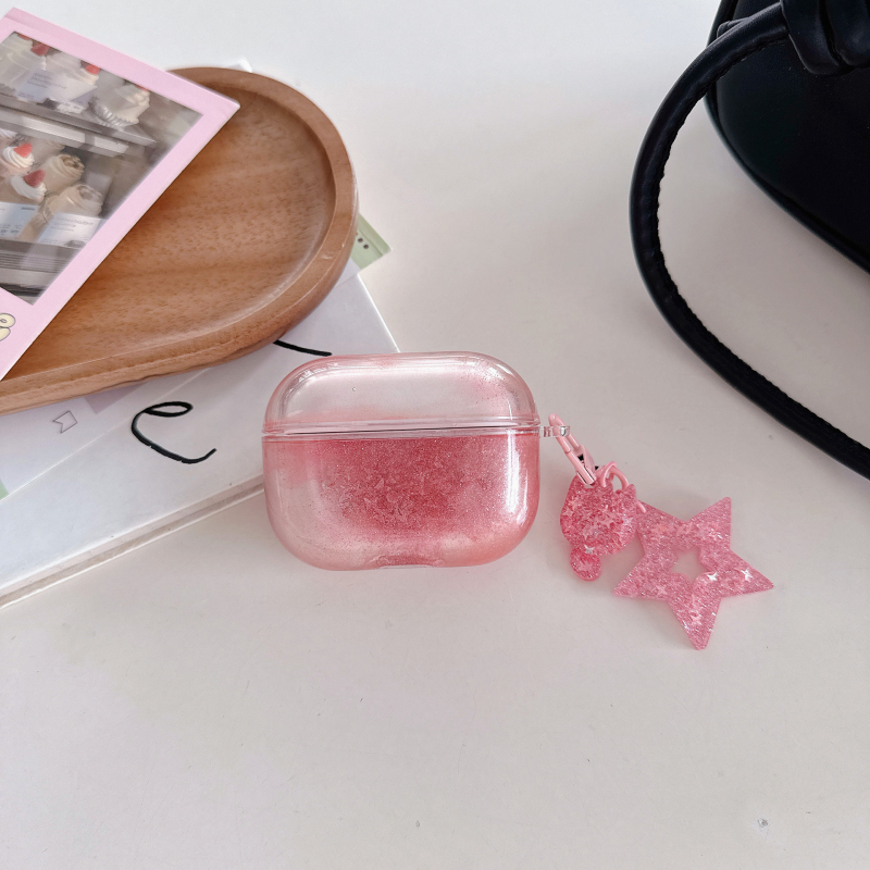 AirPods korpuss ar šķidro smilšu dizainu un rokām darinātiem piekariņiem, PC materiāls, caurspīdīgs ciets korpuss, pielāgojams