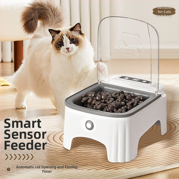 Автоматичен подавач за домашни любимци сензорно отваряне на капака и таймер за свежест, керамична купа; модел Timing sensor, тегло 500 g, без управление чрез приложение