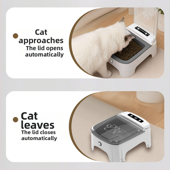 Автоматичен подавач за домашни любимци сензорно отваряне на капака и таймер за свежест, керамична купа; модел Timing sensor, тегло 500 g, без управление чрез приложение