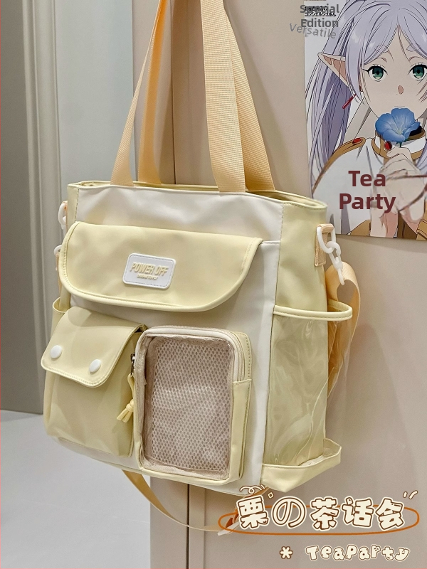 Ženská taška cez rameno v japonskom štýle, jar 2025, zvislá štvorcová silueta, materiál: hodváb s kvetinovým vzorom, otvorenie s klapkou, vonkajšia trojrozmerná taška