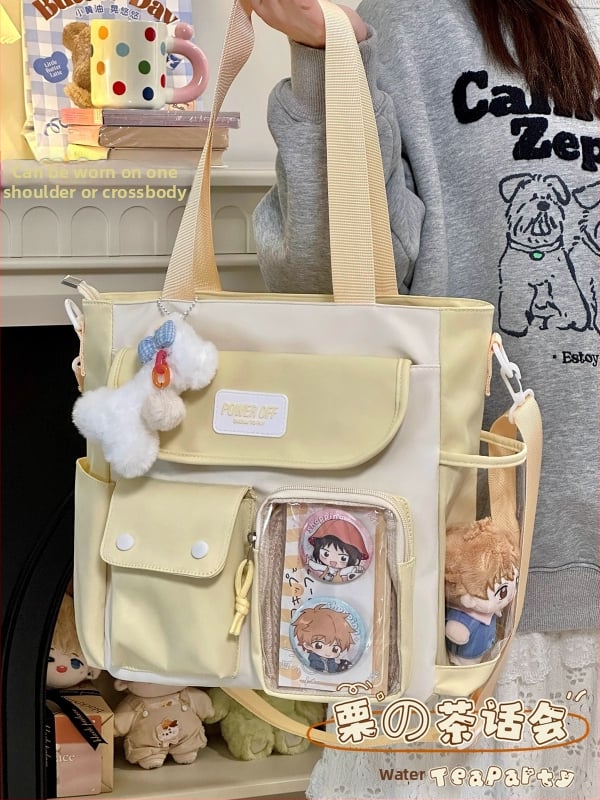 Ženská taška cez rameno v japonskom štýle, jar 2025, zvislá štvorcová silueta, materiál: hodváb s kvetinovým vzorom, otvorenie s klapkou, vonkajšia trojrozmerná taška