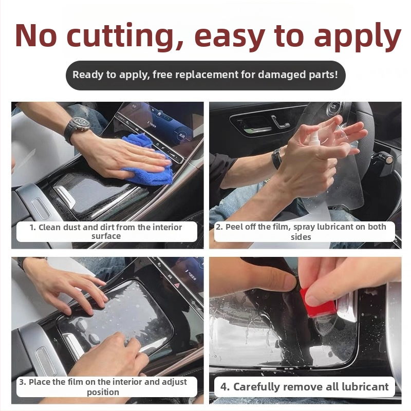 BMW 5 sērijas 530Li iekšējā aizsargfólia TPU navigācijas displejam un centrālajam panelim — viengabala veidojums, izturība pret augstām/zemām temperatūrām, skrāpējumu un eļļas traipu izturība