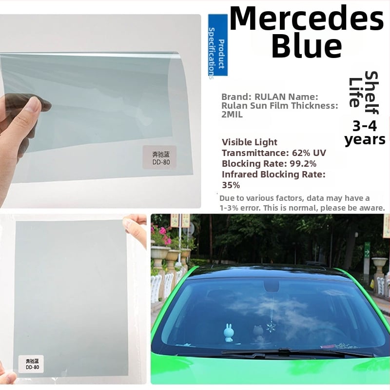 Transportlīdzekļa siltumizolācijas plēve - PET, gaismas caurlaidība 5-80%, siltuma izolācija 60%, UV aizsardzība 99%